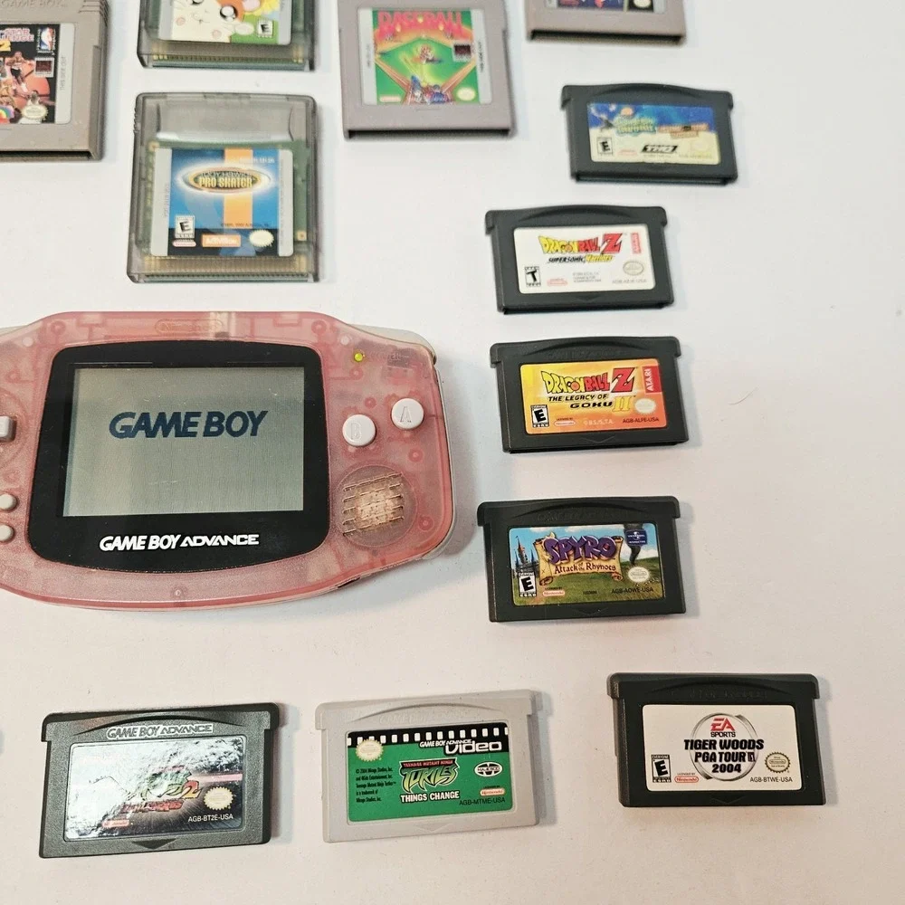 Nintendo GameBoy Advance Console Milky Pink Color AGB-001 With 24 Games Tested